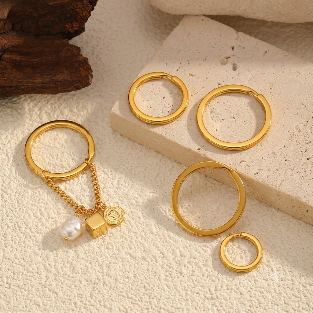 Jewelry Making Chain - 10 pezzi di anelli portachiavi piatti